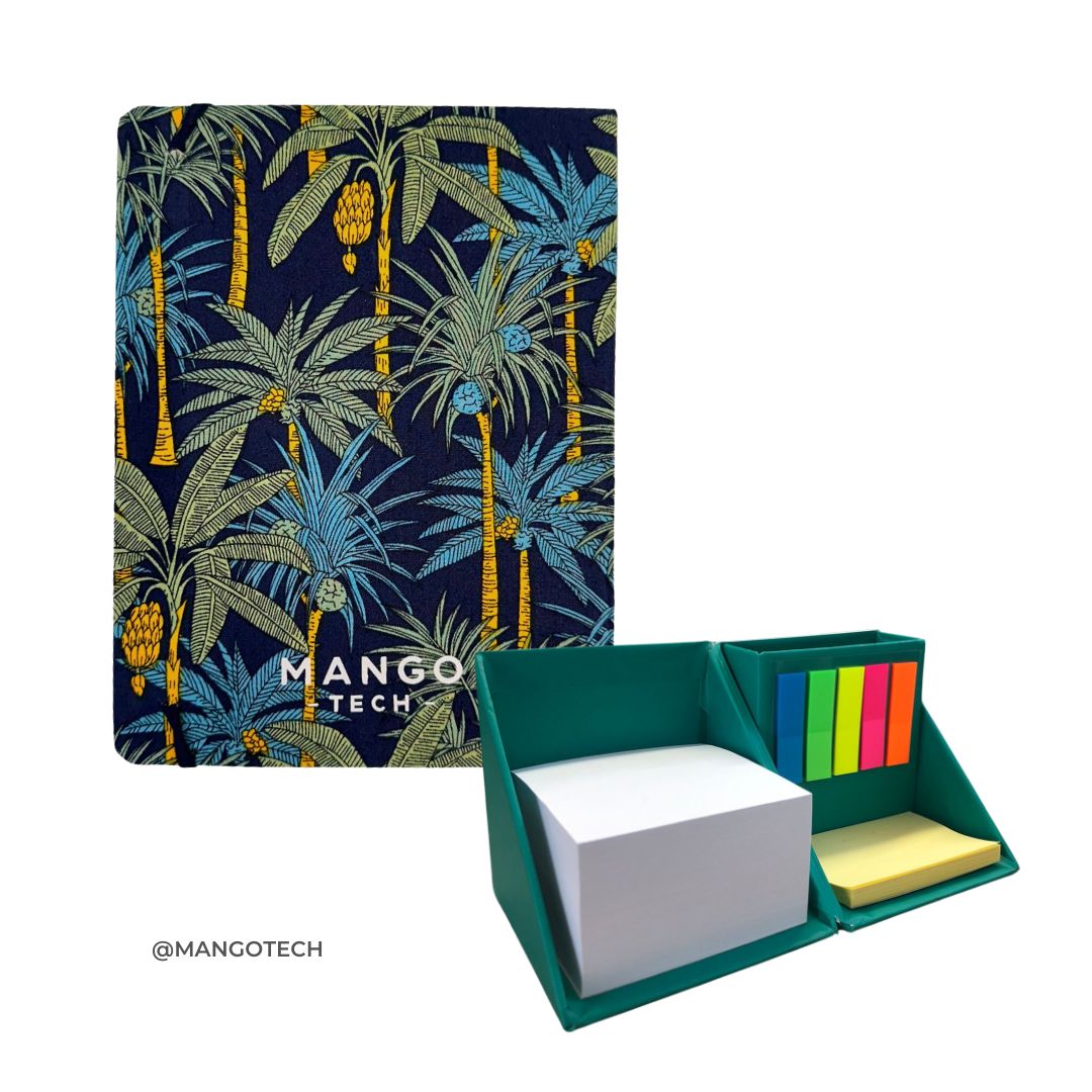 Combo Agenda Palmas Tropicales + Cubo De Notas Adhesivas