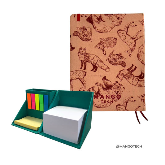 Combo Agenda Animales Del Bosque + Cubo De Notas Adhesivas